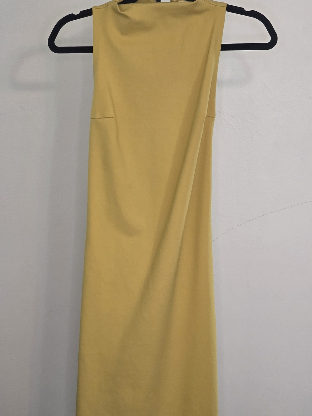 Babaton Mustard Yellow Bodycon Dress With Open Sides. (Halter)